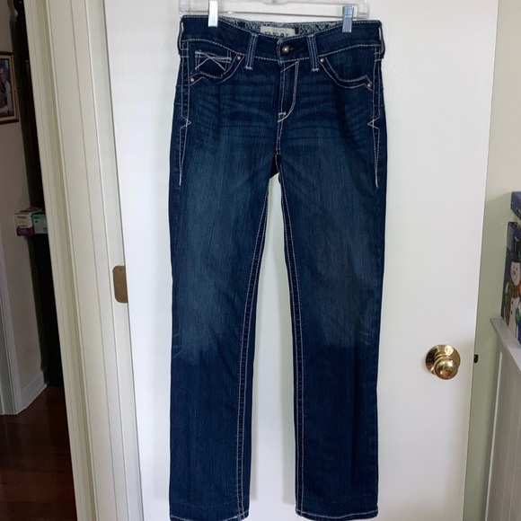 Ariat, R.E.A.L Denim, Mid Rise Straight Blue Denim Jeans. 29R - Picture 3 of 16